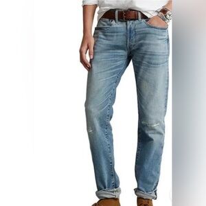 Ralph Lauren The Sullivan Slim Distressed Light Blue Jeans -32x34